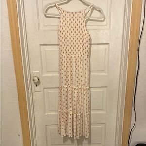 Elegant Cream and Red Polka Dot Dress